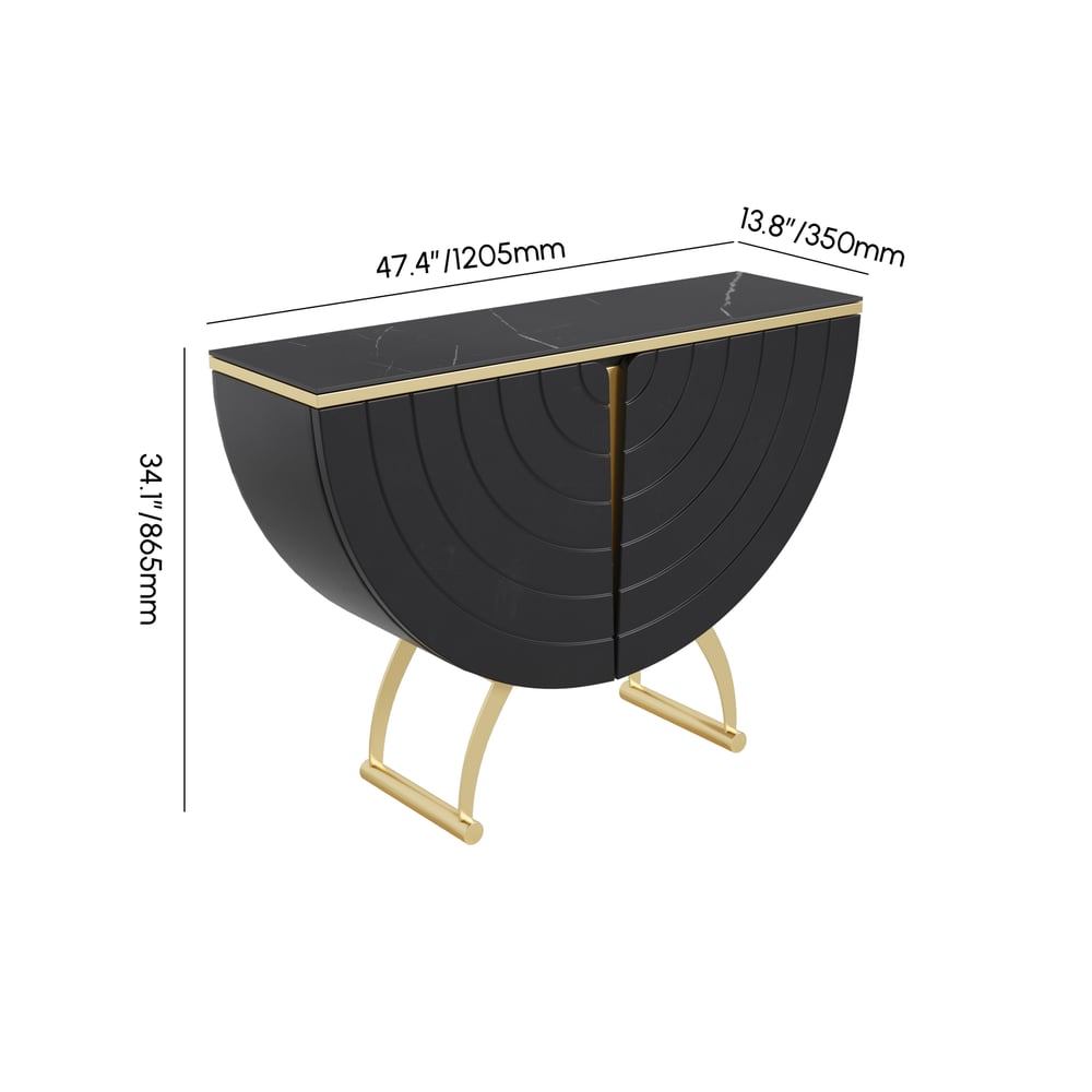 Modern Gold Console Table Sintered Stone Top Entryway Storage Cabinet with Doors weights dimensions image