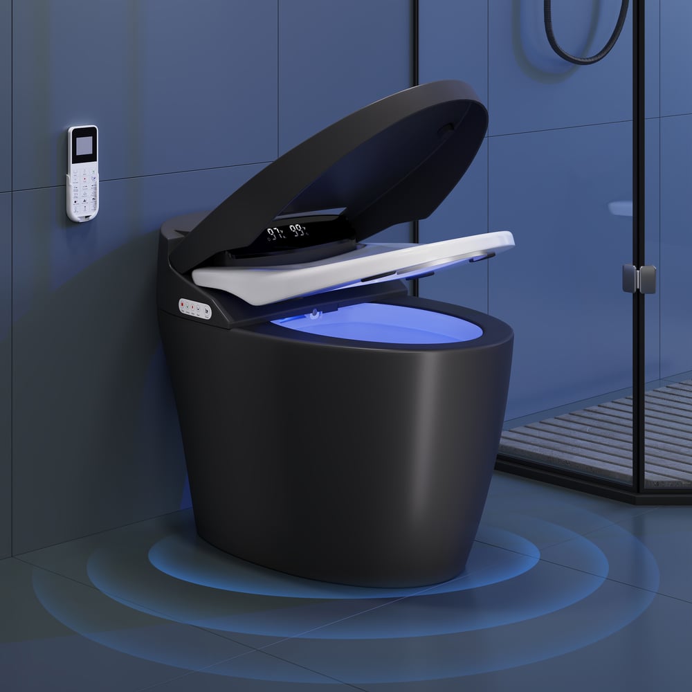 Hynova Automatic Smart Bidet Toilet Matte Black with Built-In Tank 1.28 GPF window image