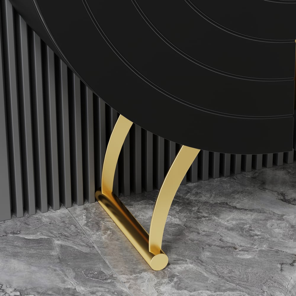 Modern Gold Console Table Sintered Stone Top Entryway Storage Cabinet with Doors window image