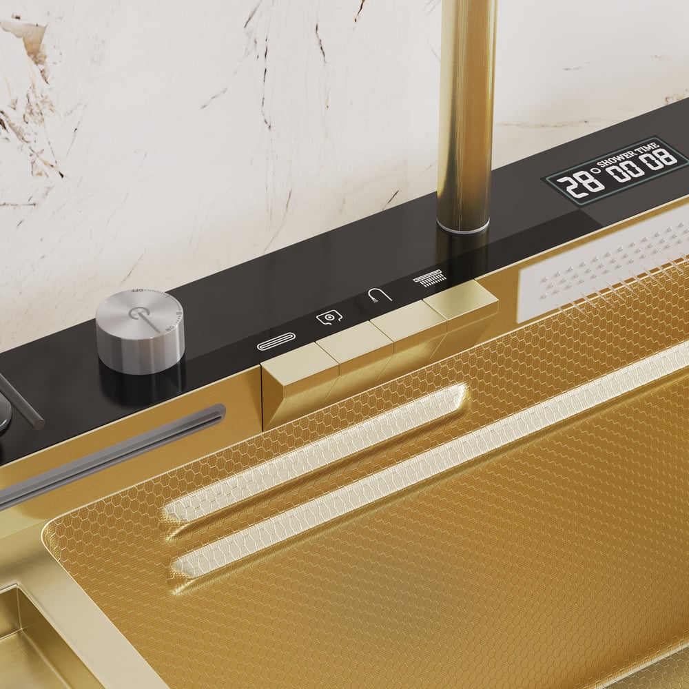 Multi-Function Stainless Steel Kitchen Sink 32.3" × 18.9" with Pull-Out Faucet window image