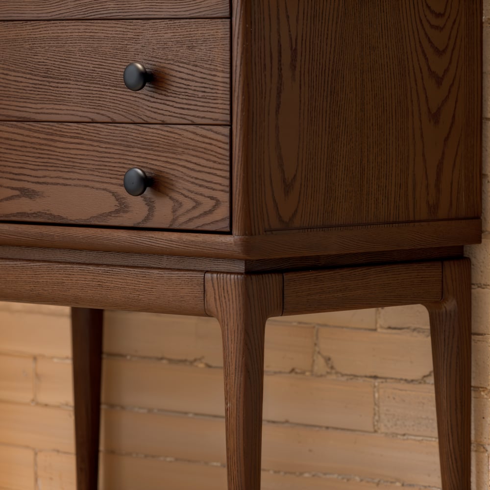 Tanic Mid Century Modern Chest Cabinet with Storage 3 Drawers of Ash Wood in Walnut window image