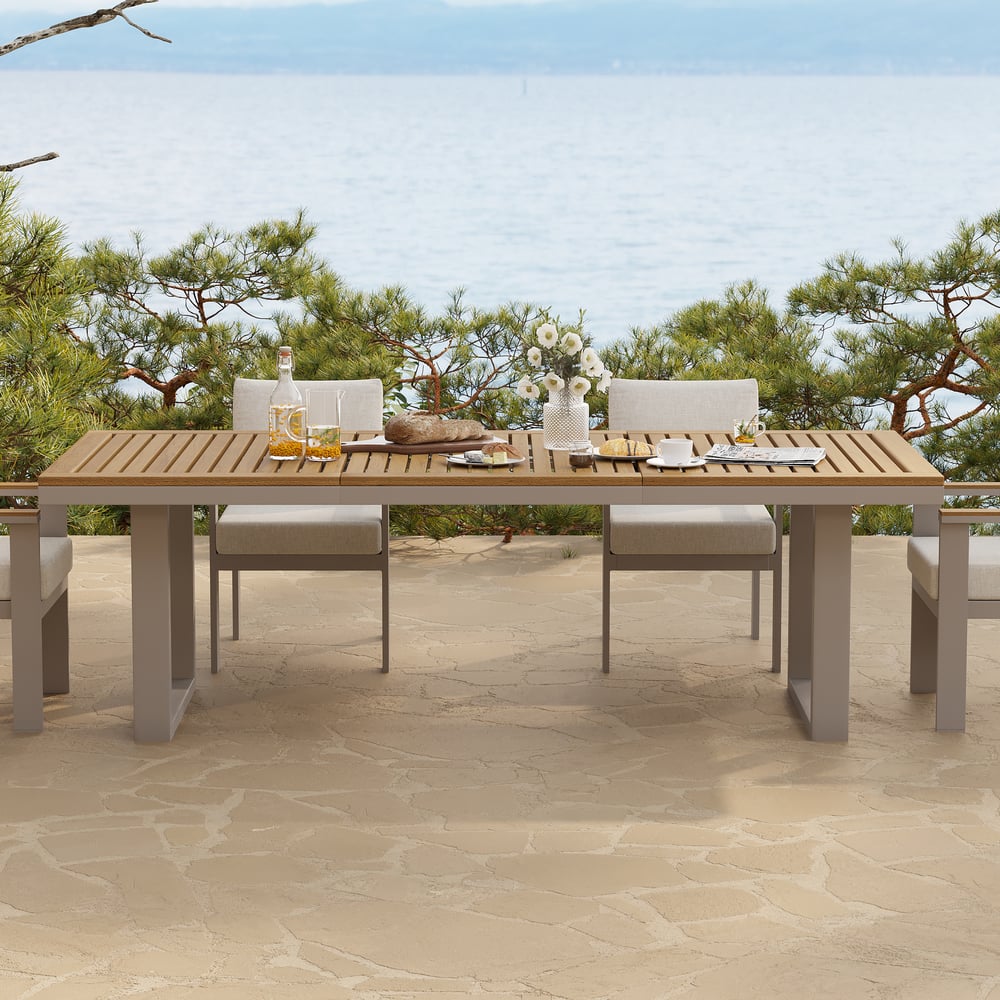 Axis 6-Person Rectangle Wood & Aluminum Outdoor Patio Dining Table window image