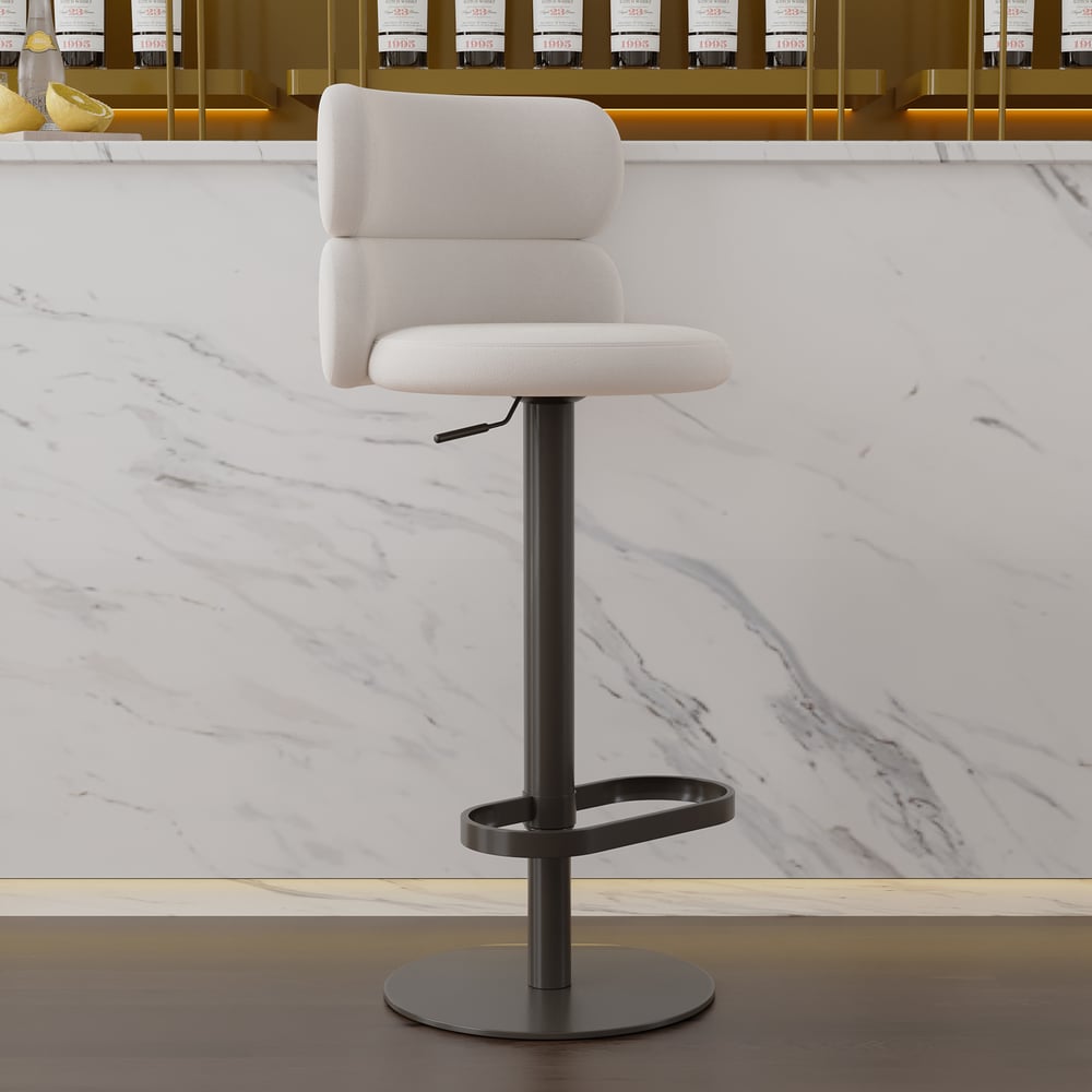 Affordable Luxury Modern Adjustable Swivel Velvet Bar Stools with Upholstery Warm White window image