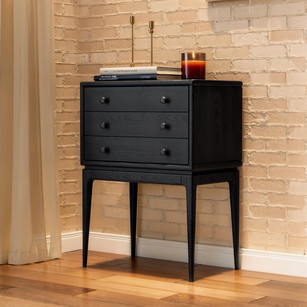 Tanic Mid Century Modern Chest Cabinet with Storage 3 Drawers of Ash Wood window image