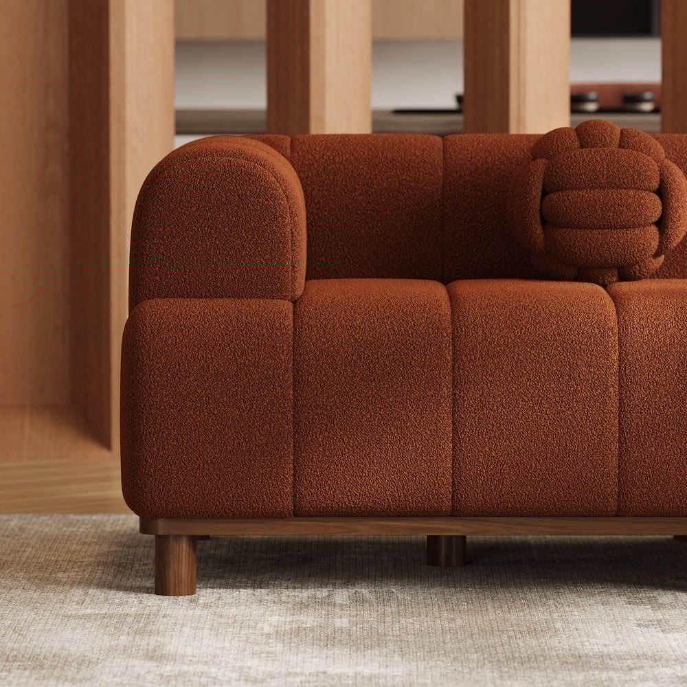 Chaise sectionnelle en L bouclée 3 pièces de 3000 mm avec pieds en bois image de fenêtre