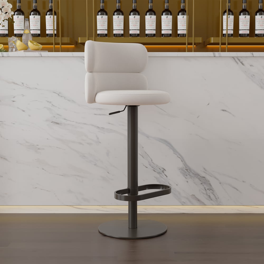Affordable Luxury Modern Adjustable Swivel Velvet Bar Stools with Upholstery Warm White window image