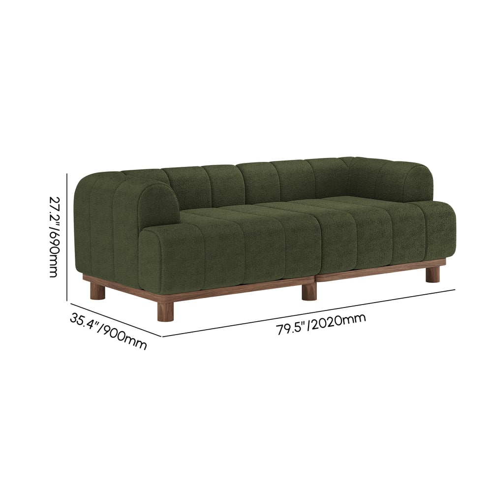 2000mm Boucle 2-Piece Sofa with Wood Legs weights dimensions image
