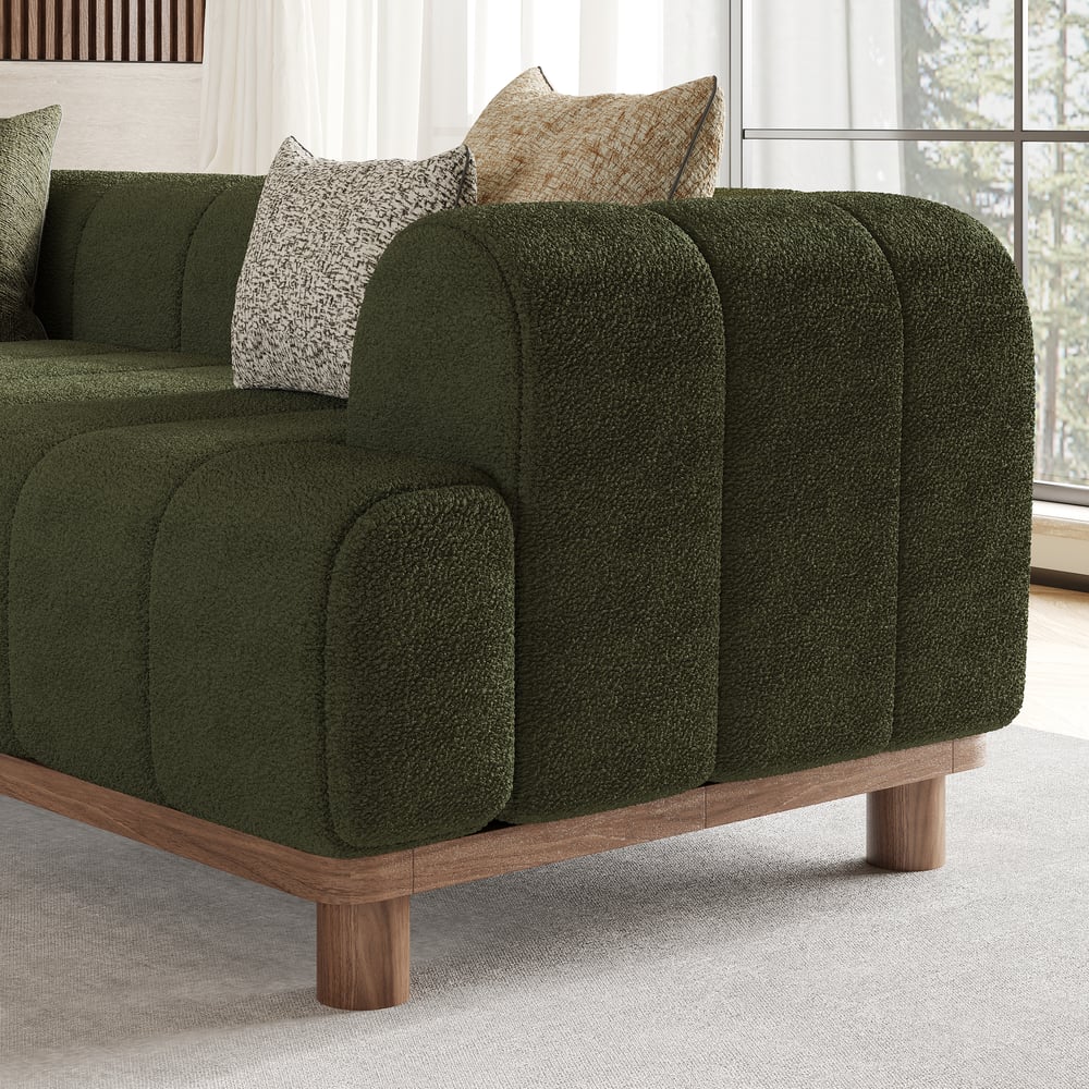 2000mm Boucle 2-Piece Sofa with Wood Legs window image