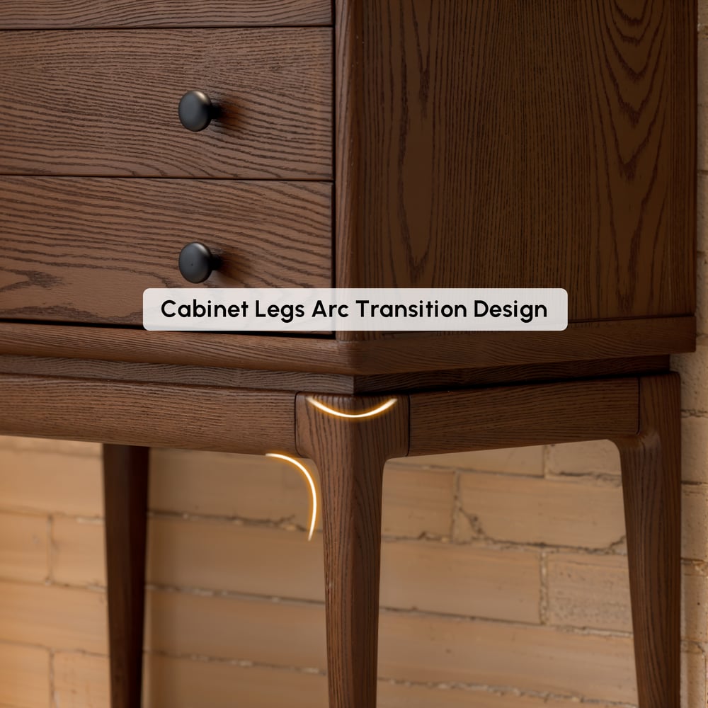 Tanic Mid Century Modern Chest Cabinet with Storage 3 Drawers of Ash Wood in Walnut window image