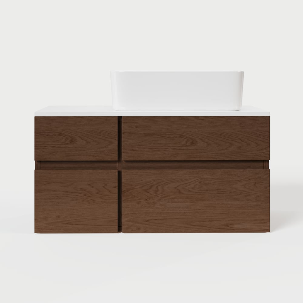 31.5" Bathroom Vanity Set Walnut Modern Floating Bathroom Vanity with Sink window image