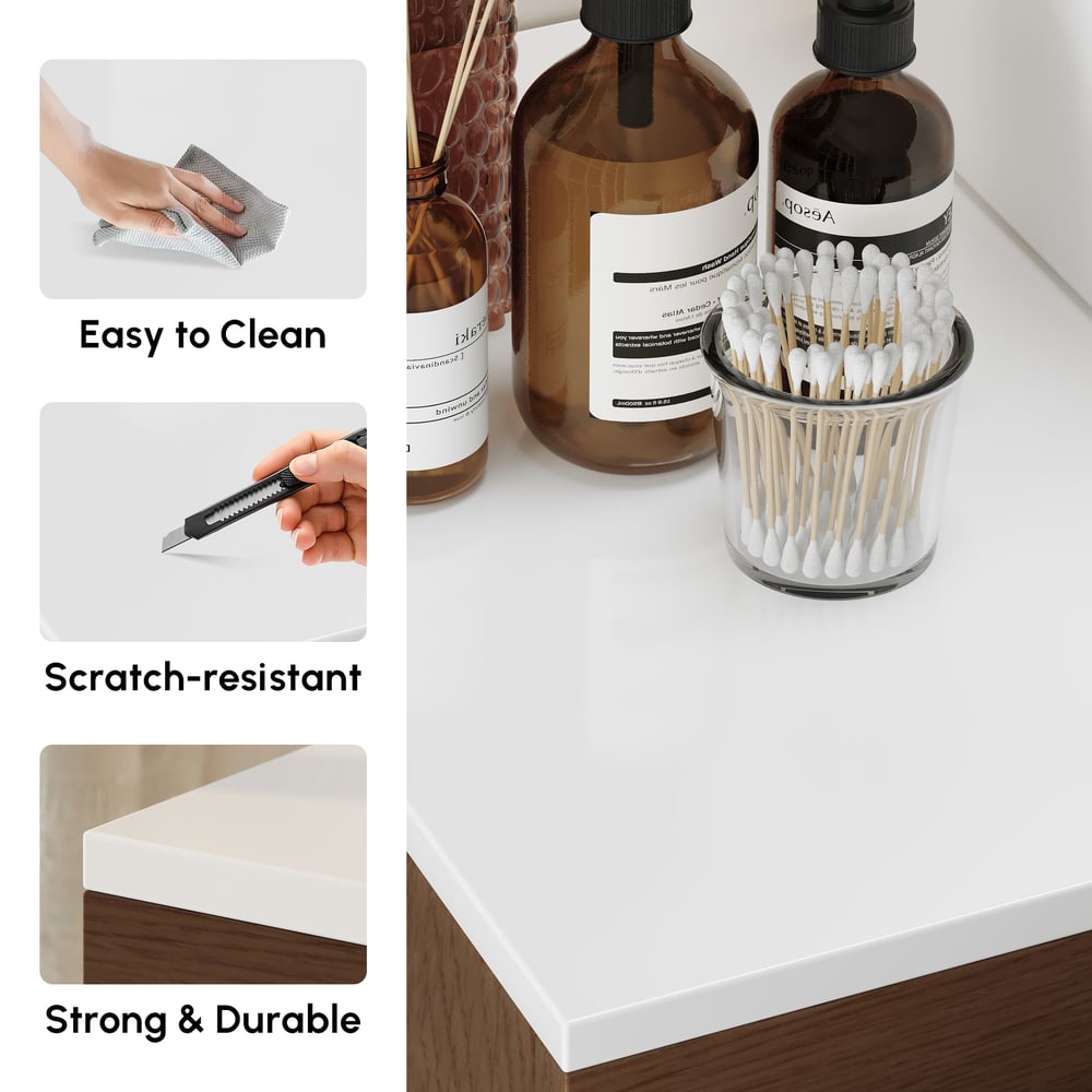 31.5" Bathroom Vanity Set Walnut Modern Floating Bathroom Vanity with Sink window image