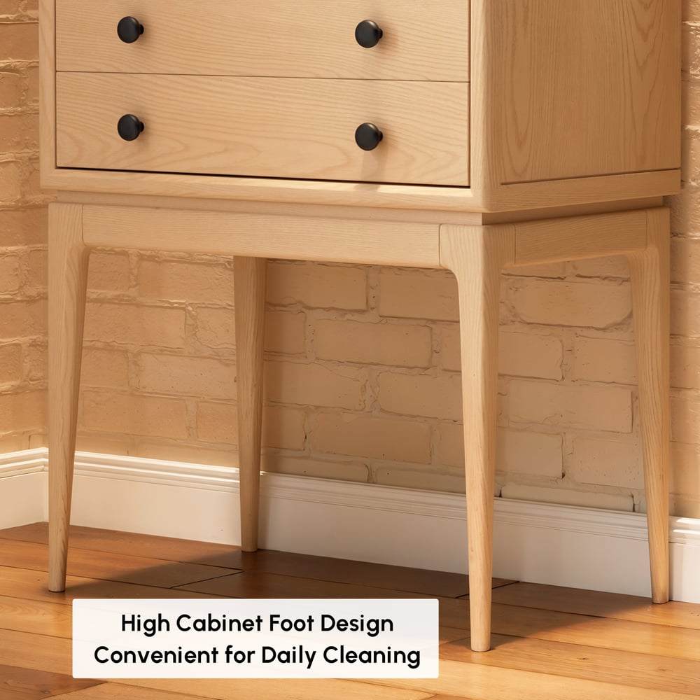 Tanic Mid Century Modern Whitewash Chest Cabinet with Storage 3 Drawers of Ash Wood window image