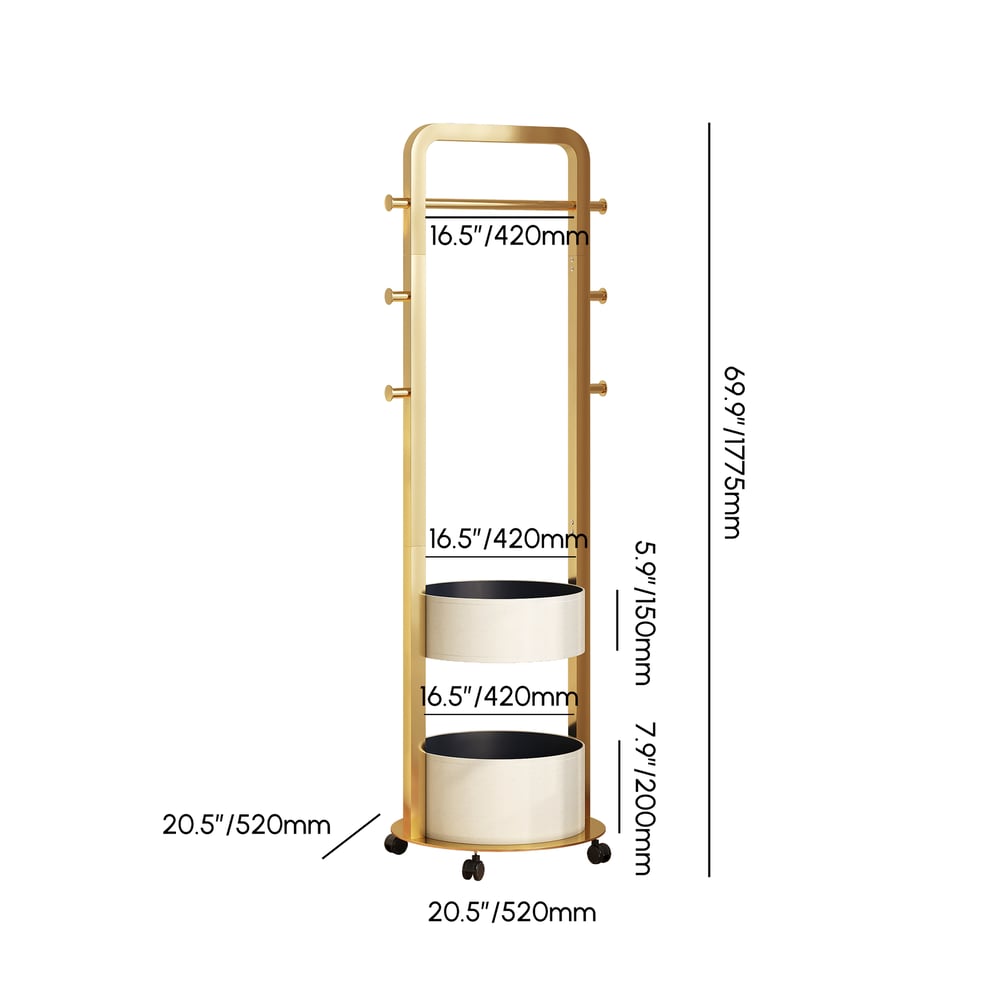 Coat Rack Stand with 2 Trays Saddle Leather Hall Tree weights dimensions image