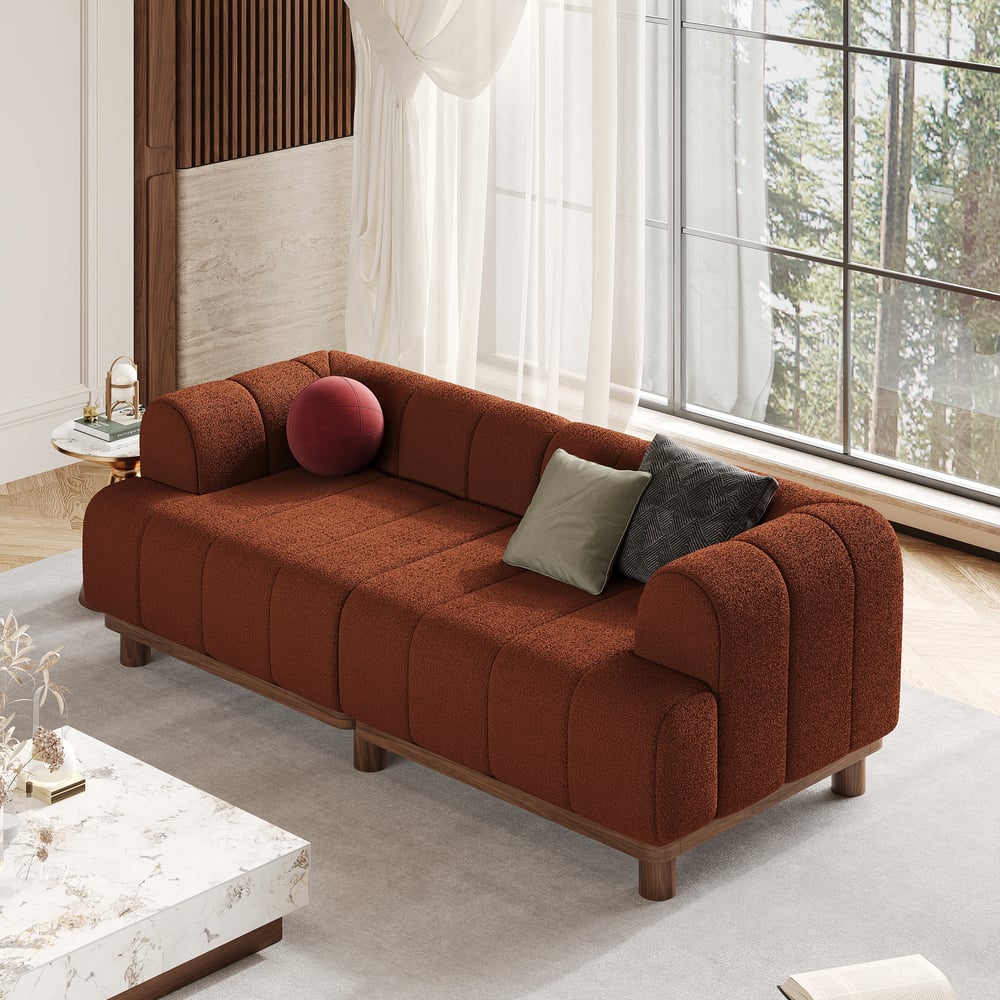 2000mm Boucle 2-Piece Sofa with Wood Legs window image