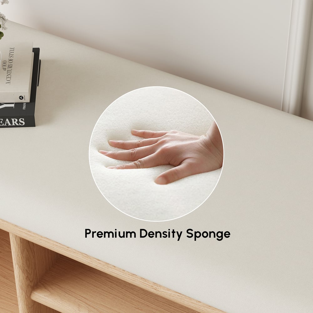 1010 mm große Bank für den Eingangsbereich, Holz, gepolstert Schaufensterbilder