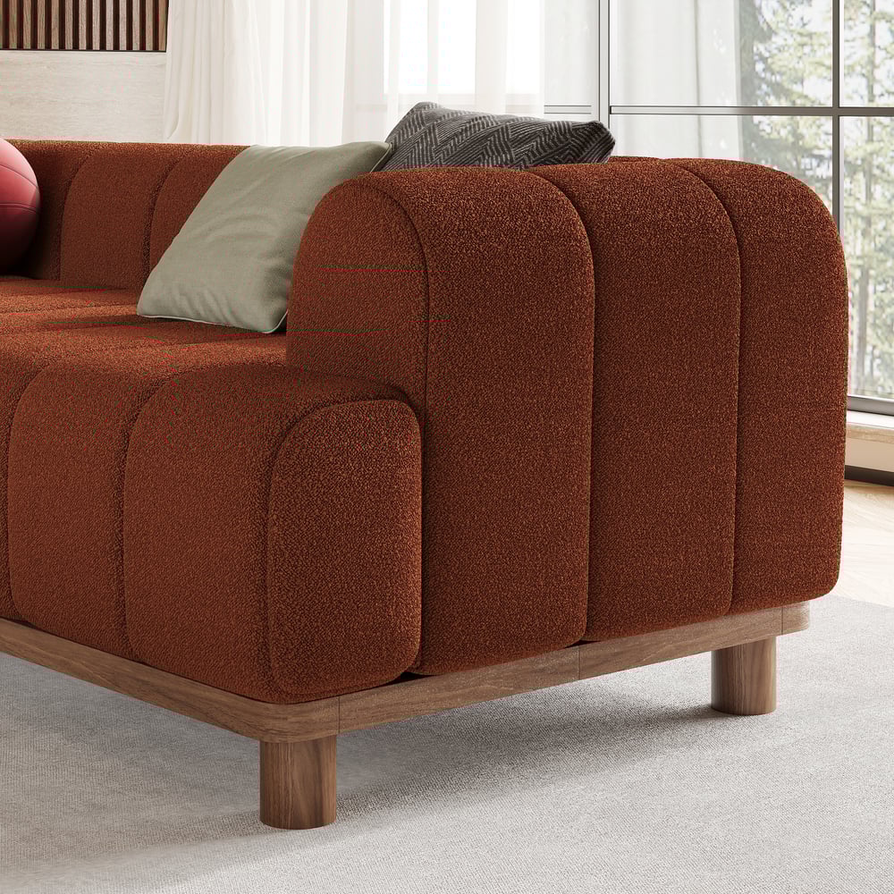 2000mm Boucle 2-Piece Sofa with Wood Legs window image