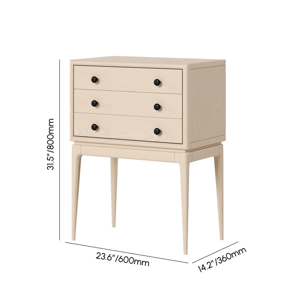 Tanic Mid Century Modern Whitewash Chest Cabinet with Storage 3 Drawers of Ash Wood weights dimensions image