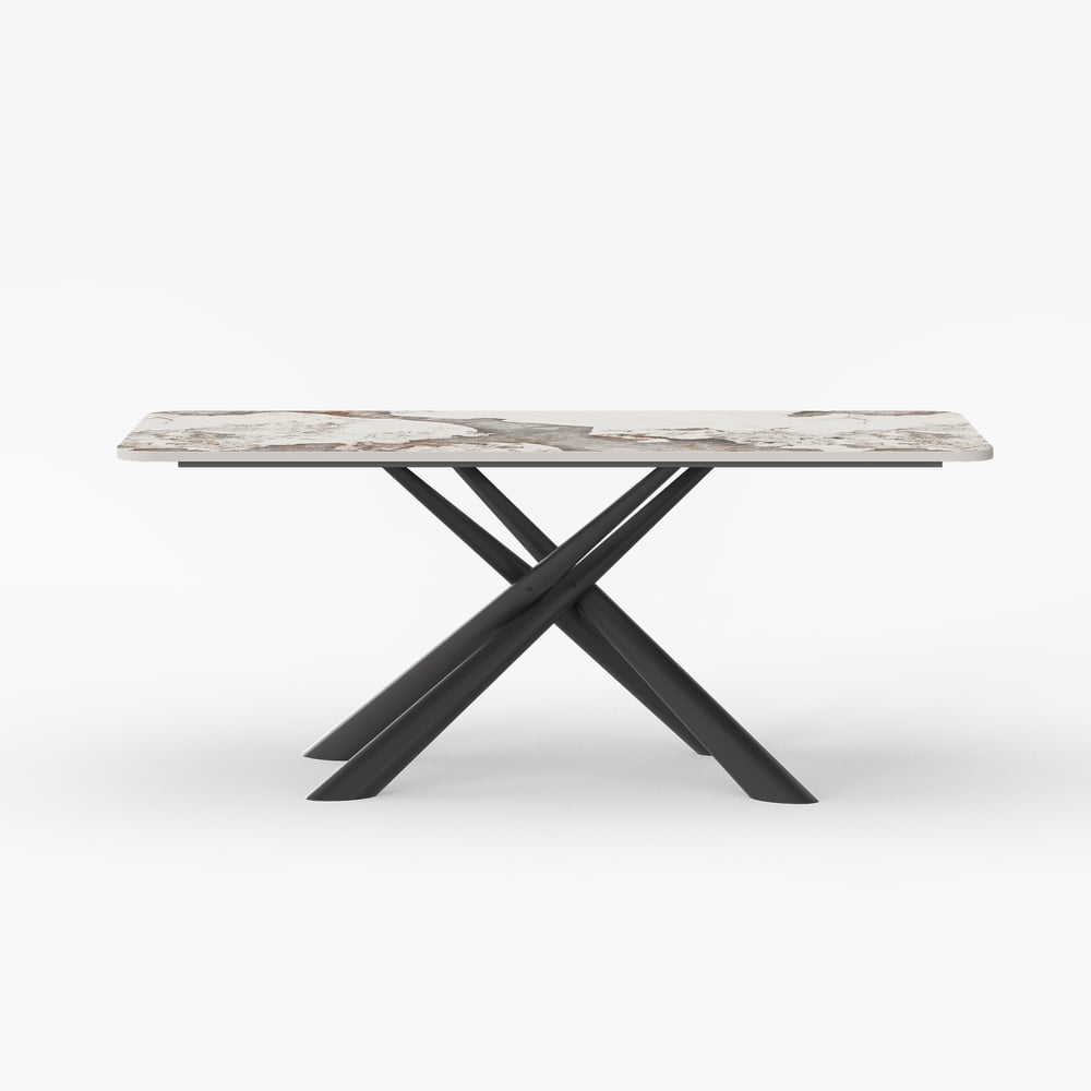 1800 mm Nowoczesny kamienny prostokątny stół jadalny z estakadą ze stali nierdzewnej obraz okna