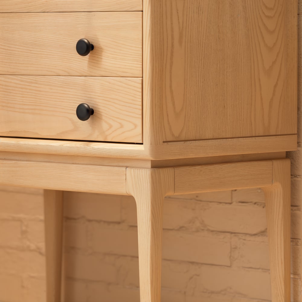 Tanic Mid Century Modern Whitewash Chest Cabinet with Storage 3 Drawers of Ash Wood window image