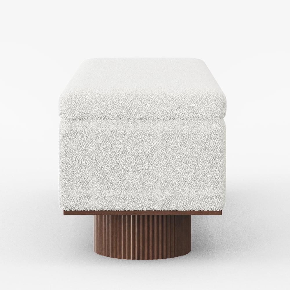 Banc de rangement en bois à rabat en fausse fourrure duveteuse en tissu Teddy image de fenêtre