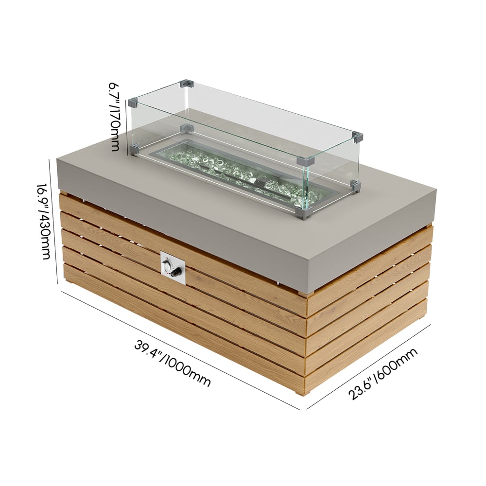 Smokeless Fire Pit With Glass Wind Guard for Outdoor Patio 1000mm weights dimensions image