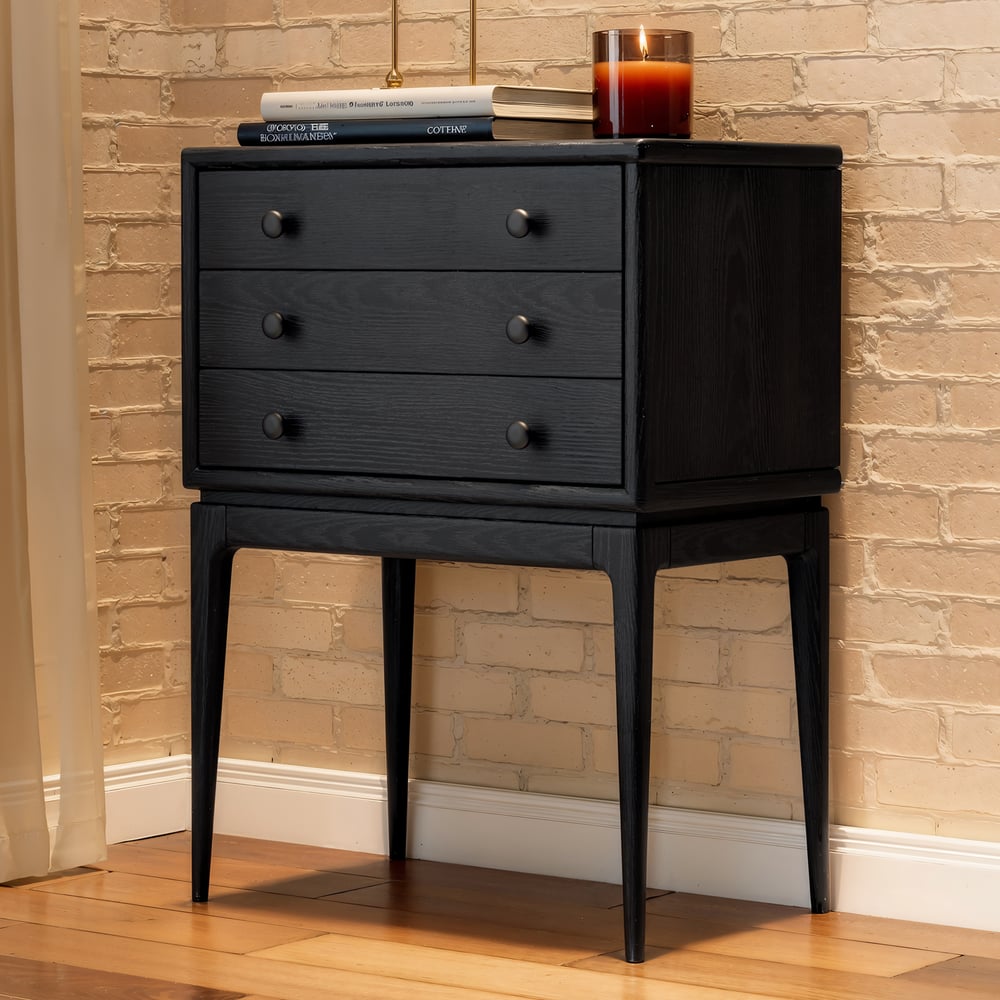 Tanic Mid Century Modern Chest Cabinet with Storage 3 Drawers of Ash Wood window image