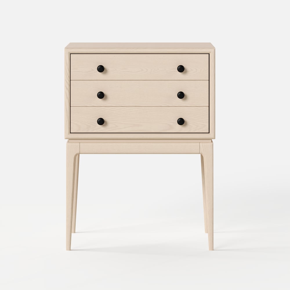 Tanic Mid Century Modern Whitewash Chest Cabinet with Storage 3 Drawers of Ash Wood window image