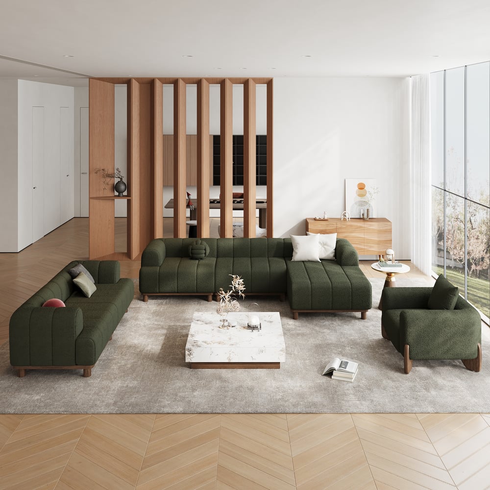 2000mm Boucle 2-Piece Sofa with Wood Legs window image