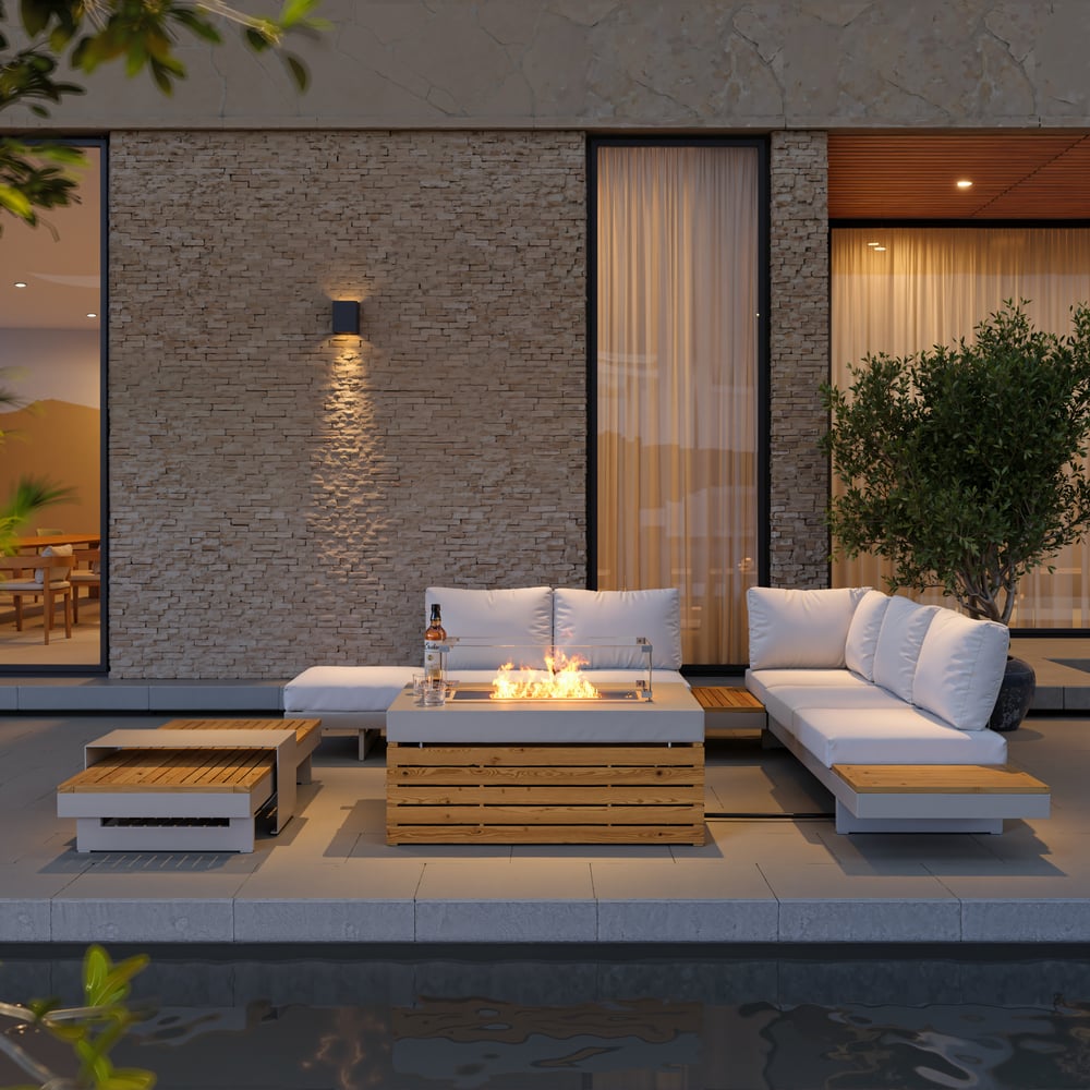 Smokeless Fire Pit With Glass Wind Guard for Outdoor Patio 1000mm window image