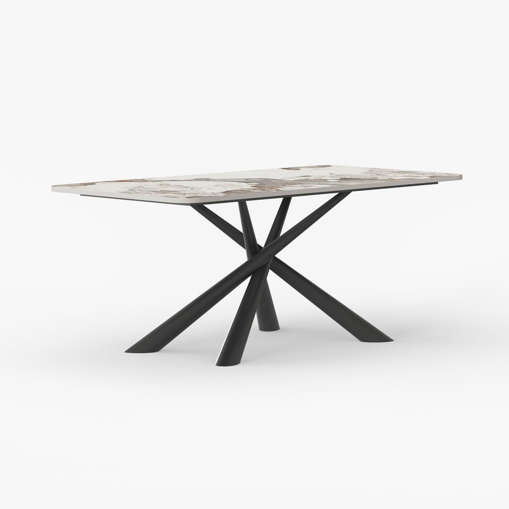 1800 mm Nowoczesny kamienny prostokątny stół jadalny z estakadą ze stali nierdzewnej obraz okna