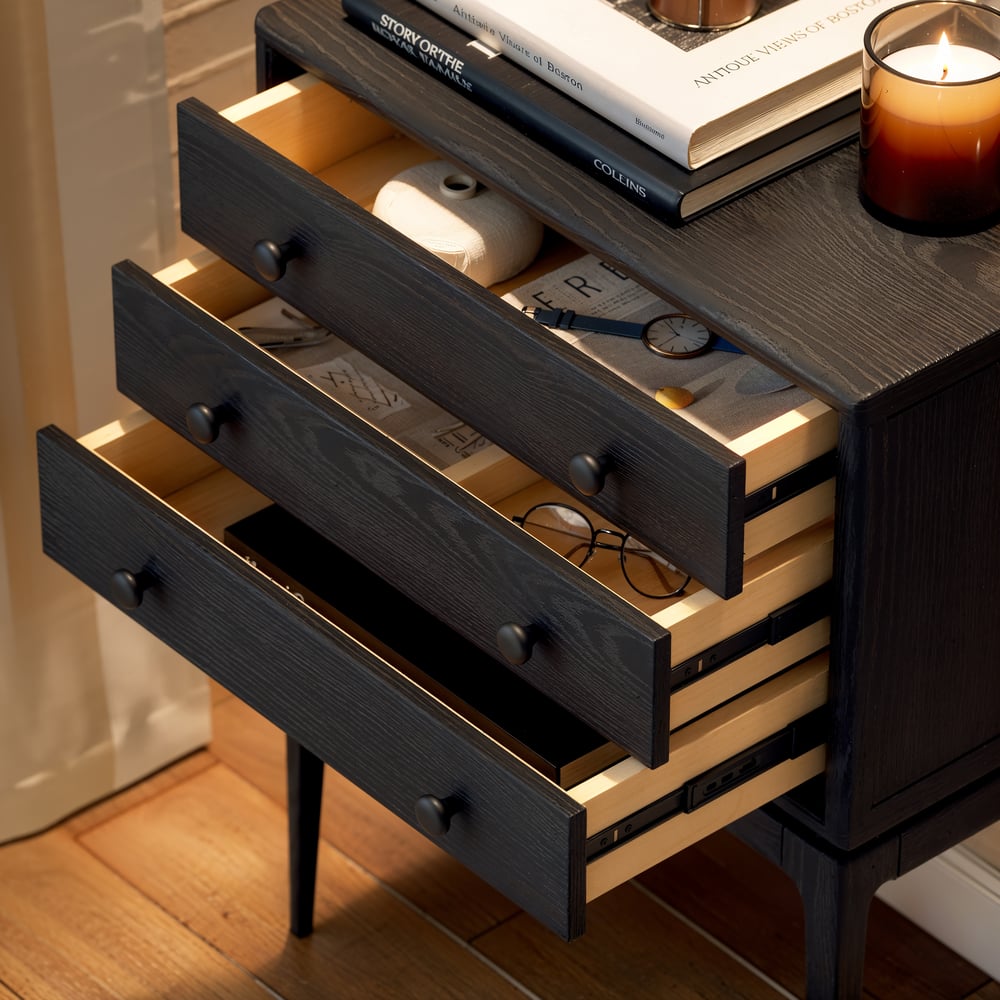 Tanic Mid Century Modern Chest Cabinet with Storage 3 Drawers of Ash Wood window image