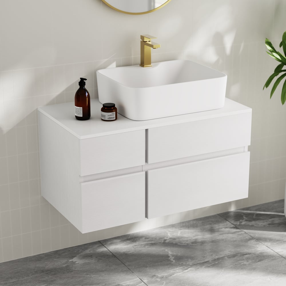 31.5" Bathroom Vanity Set White Modern Floating Bathroom Vanity with Sink window image