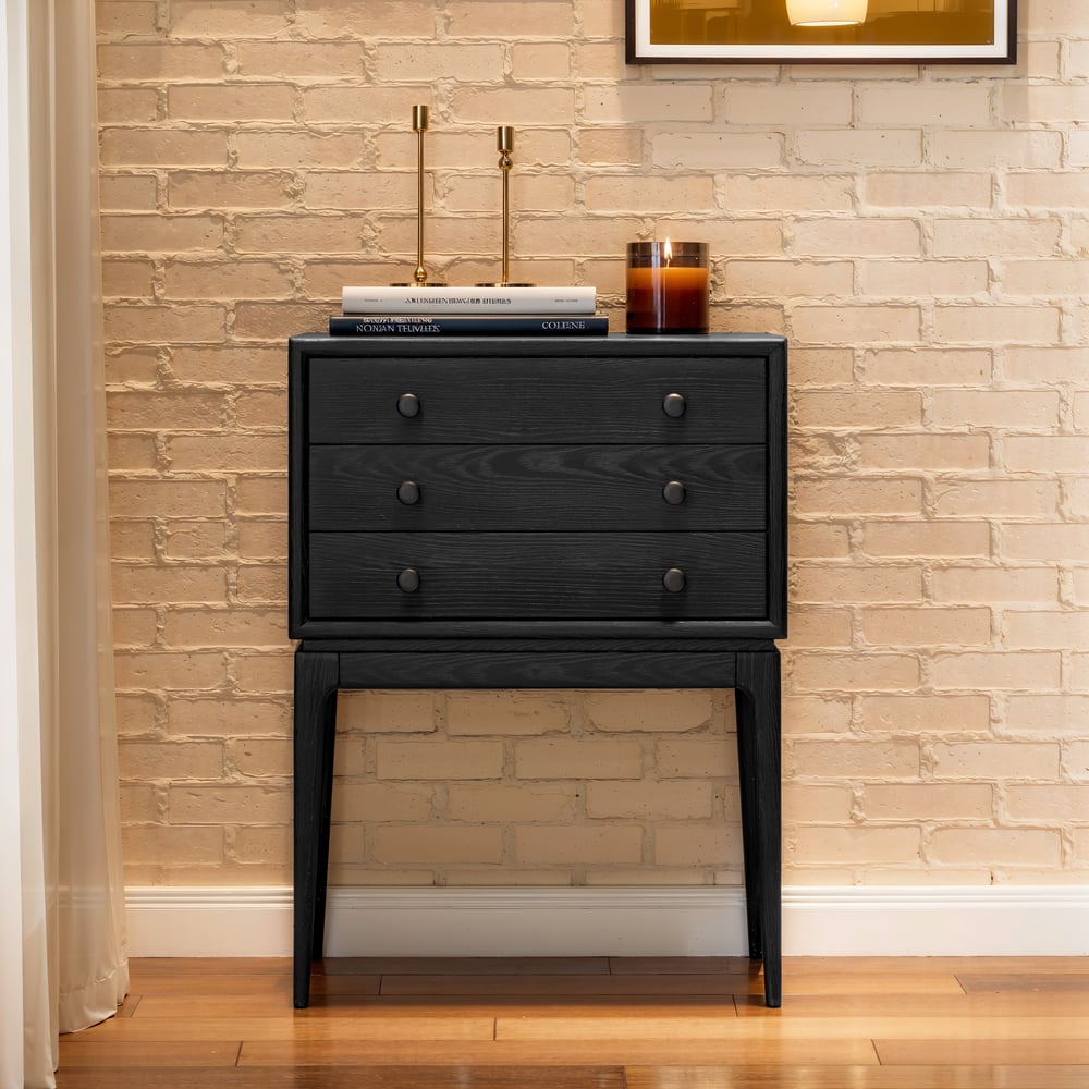 Tanic Mid Century Modern Chest Cabinet with Storage 3 Drawers of Ash Wood window image