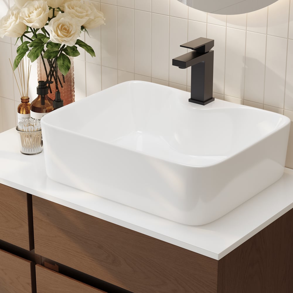 31.5" Bathroom Vanity Set Walnut Modern Floating Bathroom Vanity with Sink window image