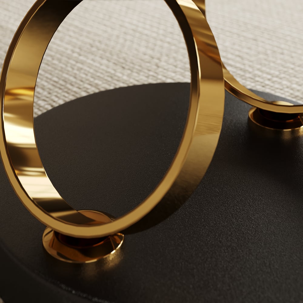 Modern Black Extendable Coffee Table with Ring-shaped Metal Pedestal window image