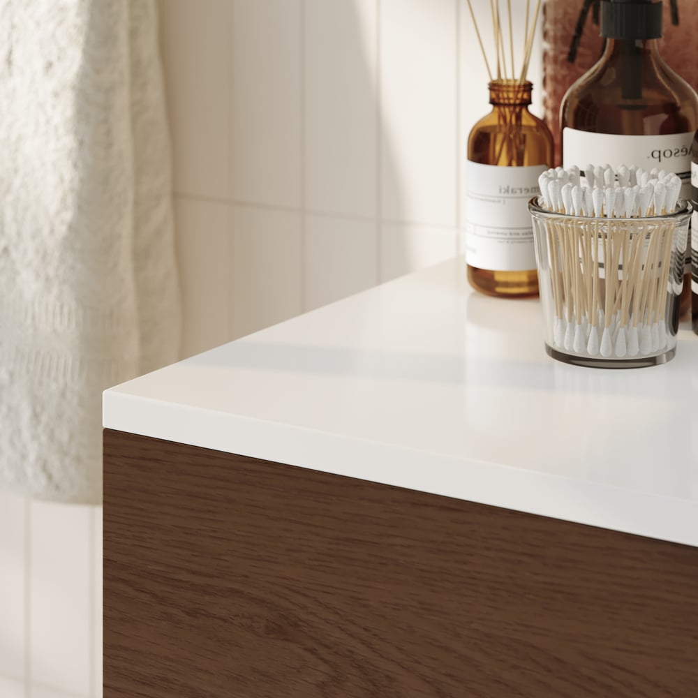 31.5" Bathroom Vanity Set Walnut Modern Floating Bathroom Vanity with Sink window image