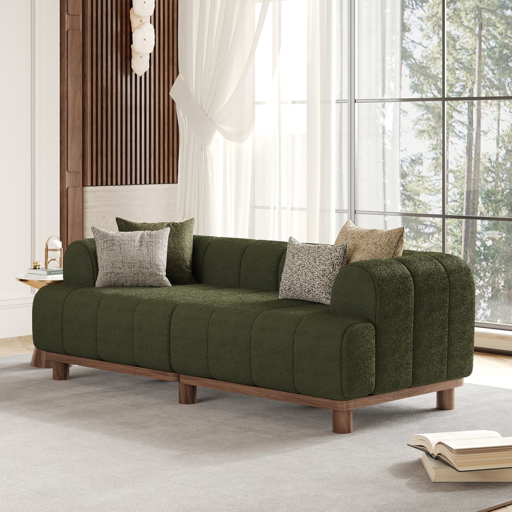 2000mm Boucle 2-Piece Sofa with Wood Legs window image