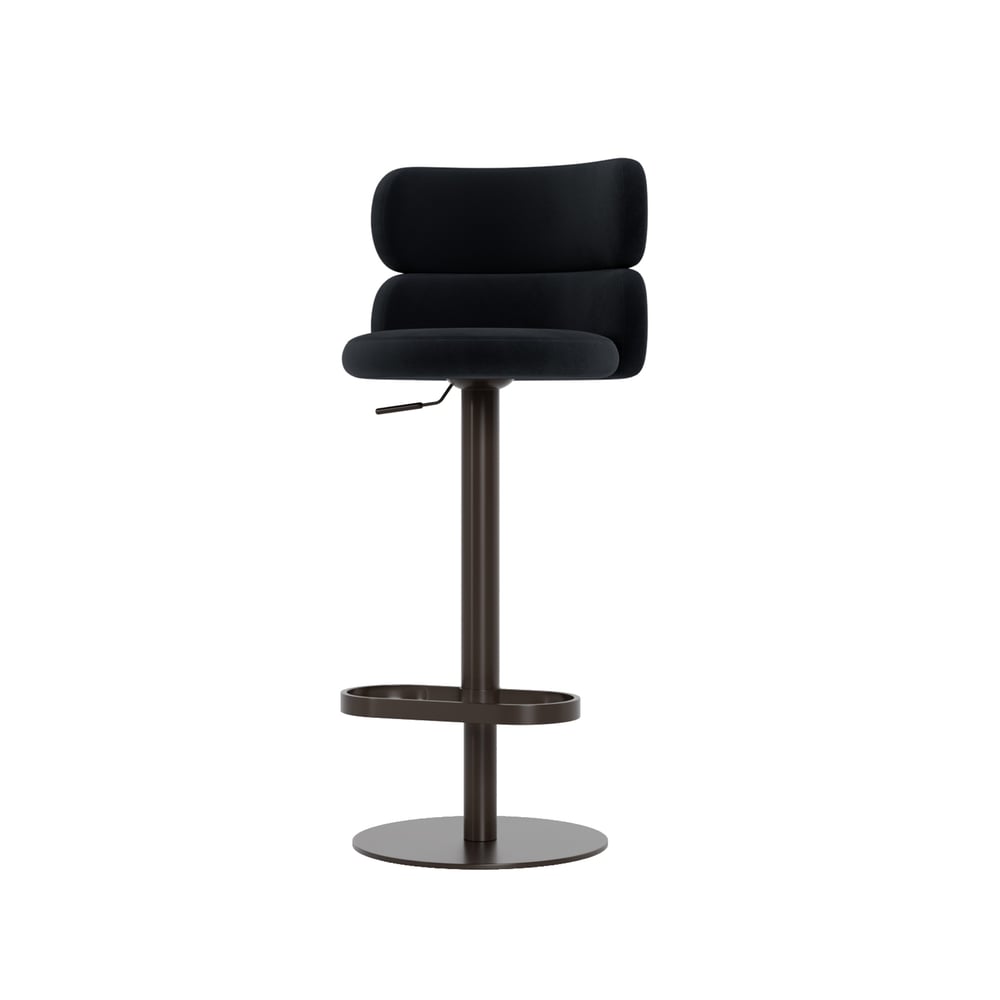 Affordable Modern Adjustable Swivel Bar Stools with Velvet Upholstery Black window image