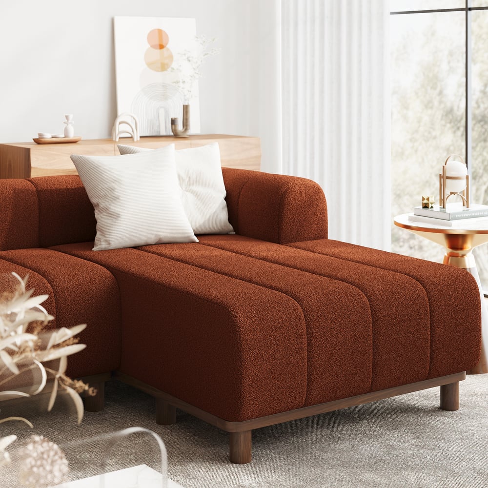 Chaise sectionnelle en L bouclée 3 pièces de 3000 mm avec pieds en bois image de fenêtre