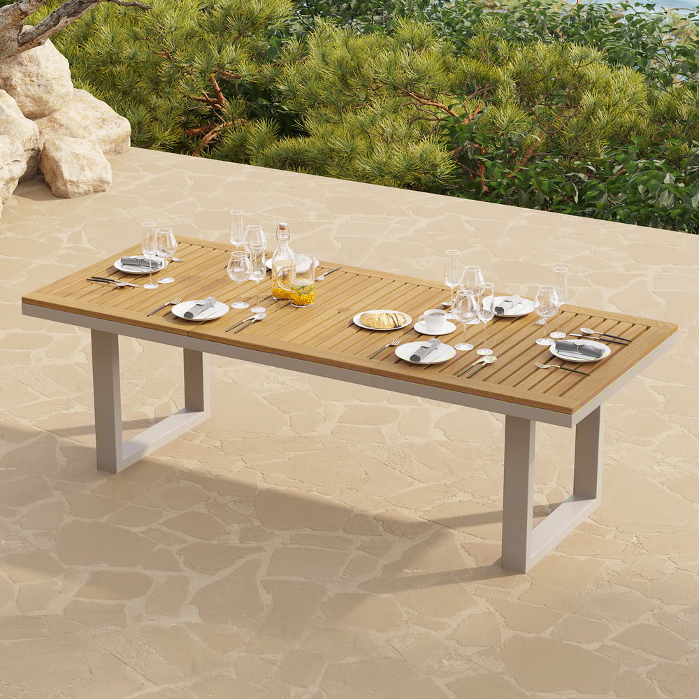 Axis 6-Person Rectangle Wood & Aluminum Outdoor Patio Dining Table window image