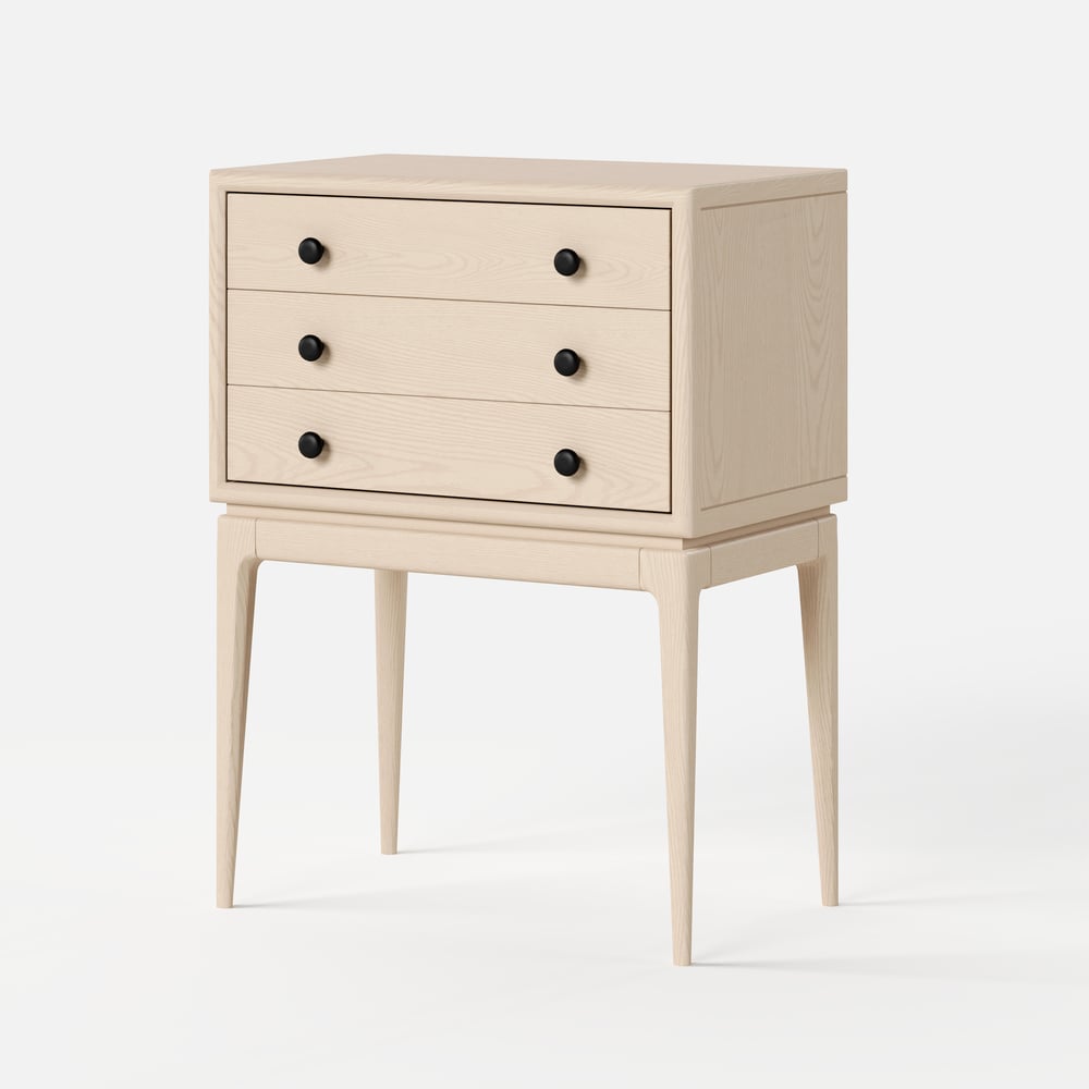 Tanic Mid Century Modern Whitewash Chest Cabinet with Storage 3 Drawers of Ash Wood window image