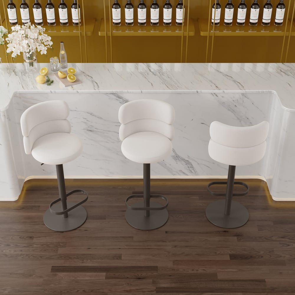 Affordable Luxury Modern Adjustable Swivel Velvet Bar Stools with Upholstery Warm White window image