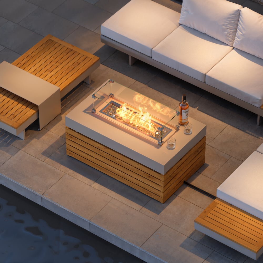 Smokeless Fire Pit With Glass Wind Guard for Outdoor Patio 1000mm window image