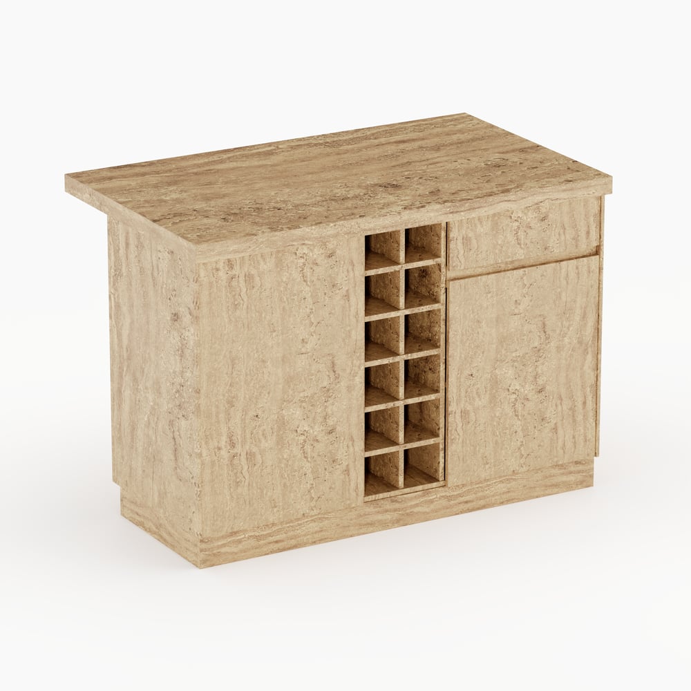 1270mm Kitchen lsland Matte Travertine Wooden Storage Kitchen Cabinet with Light window image