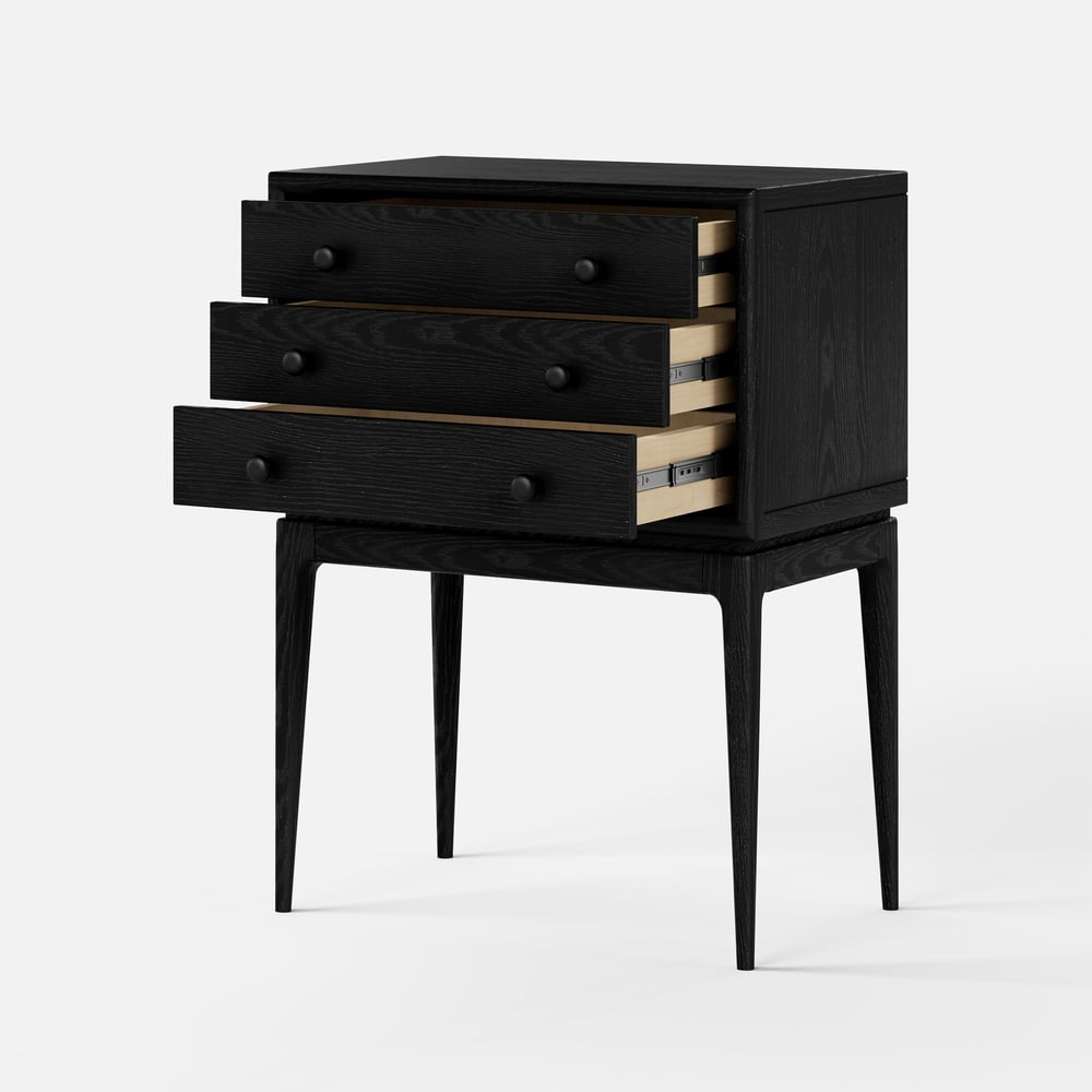 Tanic Mid Century Modern Chest Cabinet with Storage 3 Drawers of Ash Wood window image