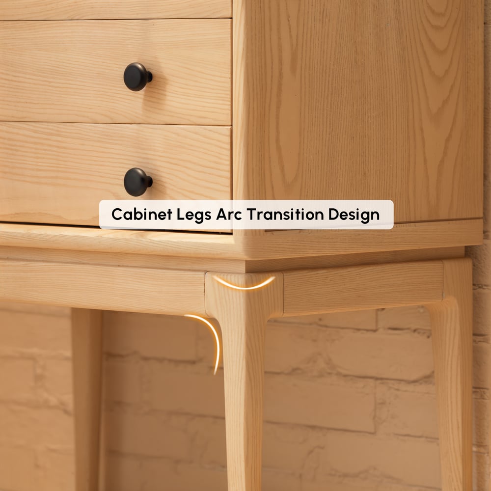 Tanic Mid Century Modern Whitewash Chest Cabinet with Storage 3 Drawers of Ash Wood window image