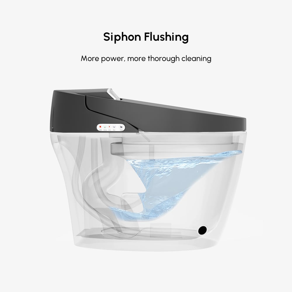 Hynova Automatic Smart Bidet Toilet Matte Black with Built-In Tank 1.28 GPF window image