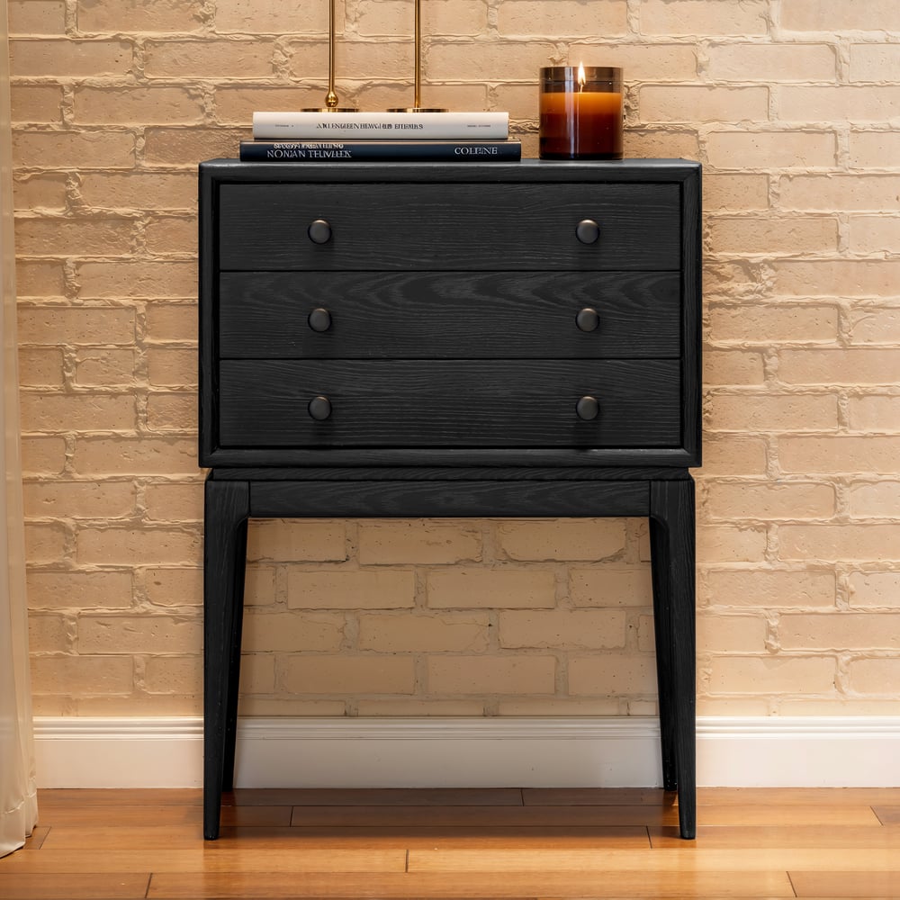 Tanic Mid Century Modern Chest Cabinet with Storage 3 Drawers of Ash Wood window image