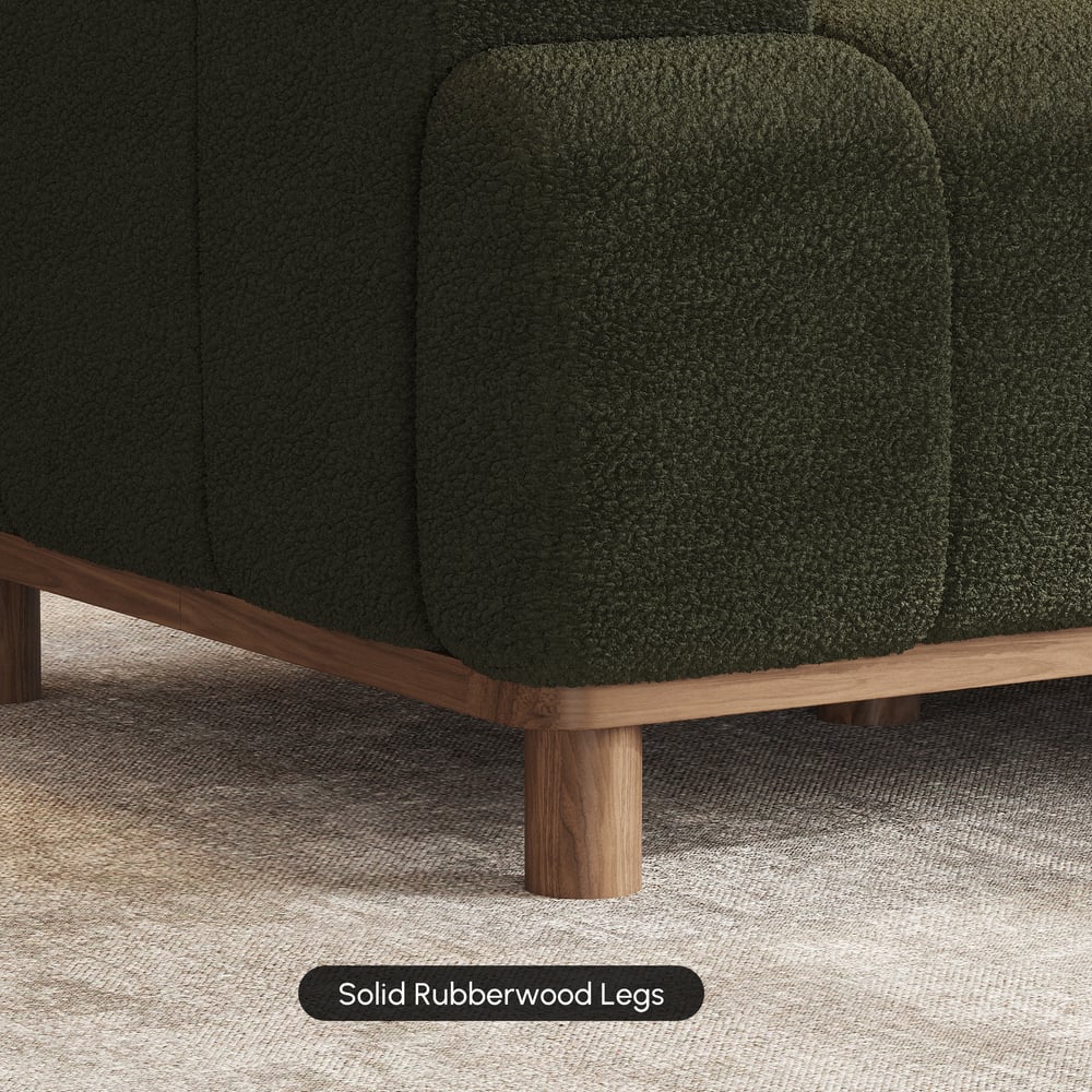 3000mm Boucle 3-Piece L-Shaped Chaise Sectional with Wood Legs window image