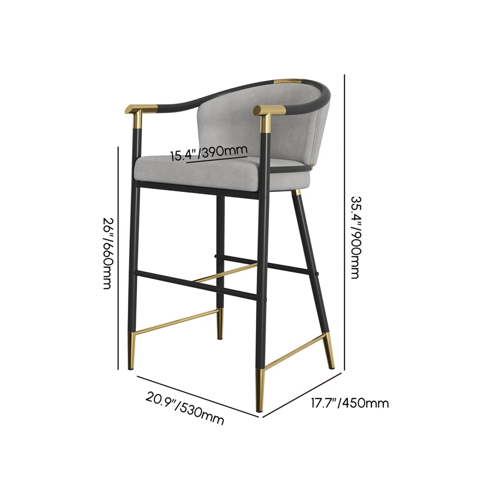 Craines Series Modern Velvet Counter Stools with Upholstery Gray weights dimensions image